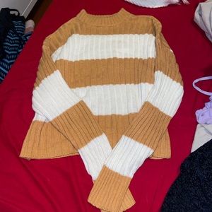 American eagle cropped orange/tan stripped sweater
